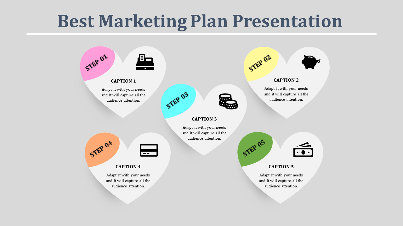 Creative Marketing Plan Template With Five Steps